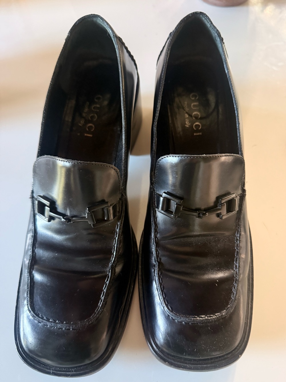 Gucci Black Patent Leather Horsebit Loafers - Women's